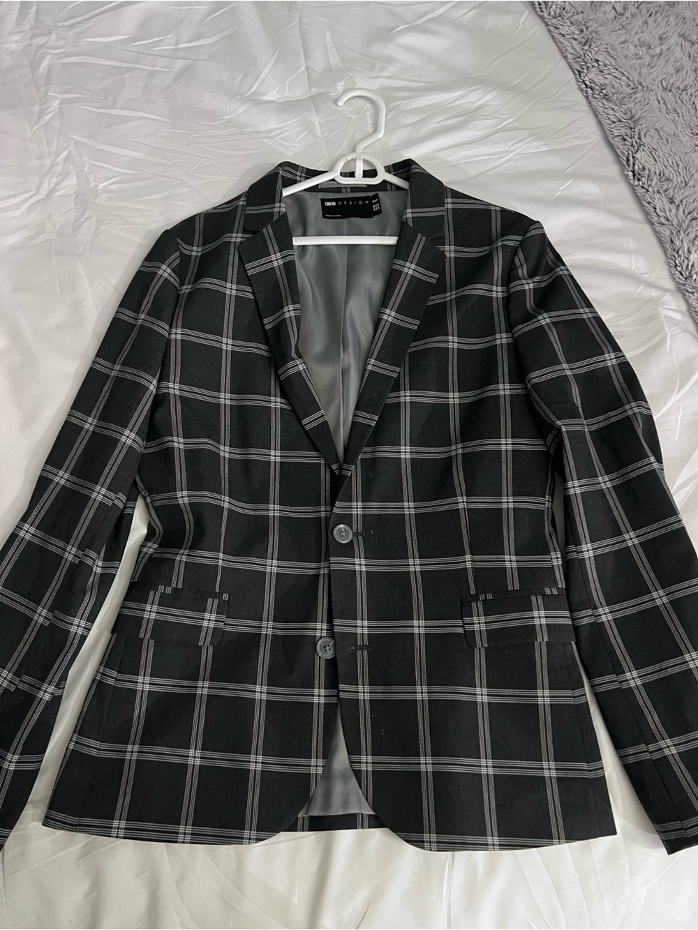 ASOS Black Windowpane Plaid Blazer